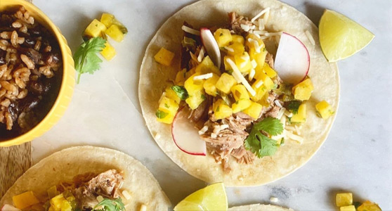 Mojo Pork Tacos with Pineapple and Pickled Jalapeno Salsa
