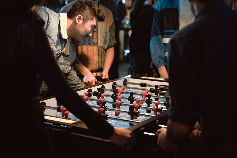 Foosball table at restaurant